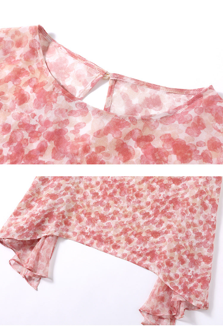Loose-Fit Round-Neck Floral-Print Dress